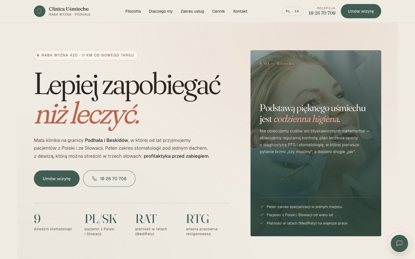 Realizacja: strona kliniki stomatologicznej Clinica Uśmiechu