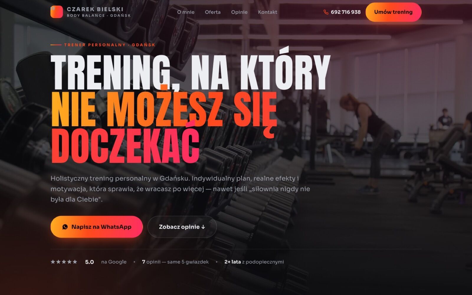 Realizacja: strona trenera personalnego Czarka Bielskiego